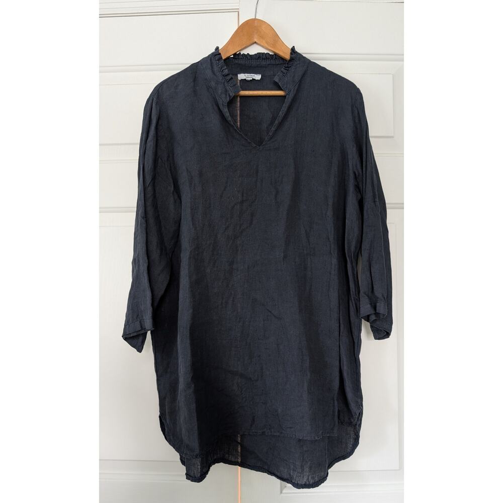 Rosemarine Navy Linen Tunic Top